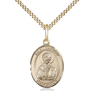 14kt Gold Filled Saint Timothy Medal Religious Jewelry Engraved Catholic Saint Jewelry