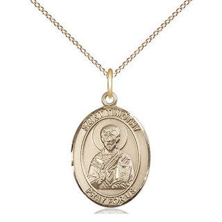 14kt Gold Filled Saint Timothy Medal Religious Jewelry Engraved Catholic Saint Jewelry