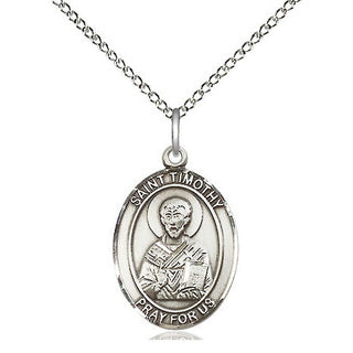 Sterling Silver Saint Timothy Medal Religious Jewelry Engraved Catholic Saint Jewelry