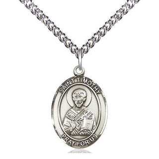 Sterling Silver Saint Timothy Medal Religious Jewelry Engraved Catholic Saint Jewelry