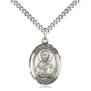 Sterling Silver Saint Timothy Medal Religious Jewelry Engraved Catholic Saint Jewelry