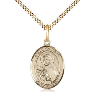14kt Gold Filled Saint Theresa Medal Religious Jewelry Engraved Catholic Saint Jewelry