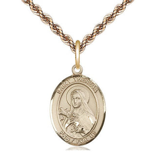 14kt Gold Filled Saint Theresa Medal Religious Jewelry Engraved Catholic Saint Jewelry