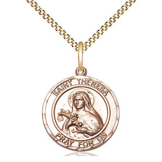 14kt Gold Filled Saint Theresa Medal Religious Jewelry Engraved Catholic Saint Jewelry