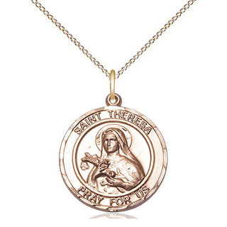 14kt Gold Filled Saint Theresa Medal Religious Jewelry Engraved Catholic Saint Jewelry