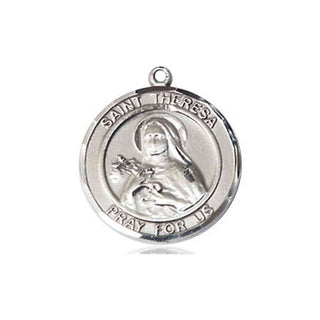 Pewter Saint Theresa Medal Engraved Catholic Saint Jewelry