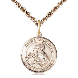 14kt Gold Filled Santa Teresita Medal Religious Jewelry Engraved Catholic Saint Jewelry