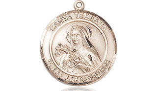 14kt Gold Santa Teresita Medal Engraved Catholic Saint Jewelry