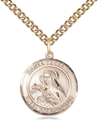 14kt Gold Santa Teresita Medal Engraved Catholic Saint Jewelry