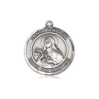 Sterling Silver Santa Teresita Medal Religious Jewelry Engraved Catholic Saint Jewelry