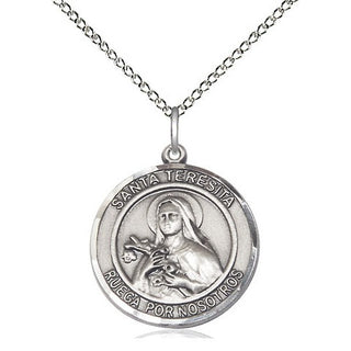 Sterling Silver Santa Teresita Medal Religious Jewelry Engraved Catholic Saint Jewelry