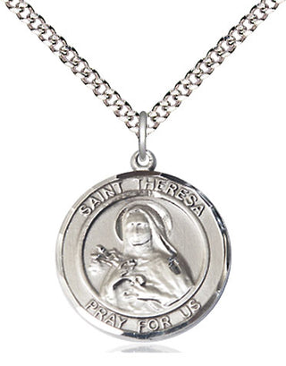 Sterling Silver Saint Theresa Medal Religious Jewelry Engraved Catholic Saint Jewelry
