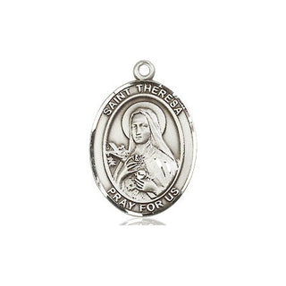 Sterling Silver Saint Theresa Medal Religious Jewelry Engraved Catholic Saint Jewelry