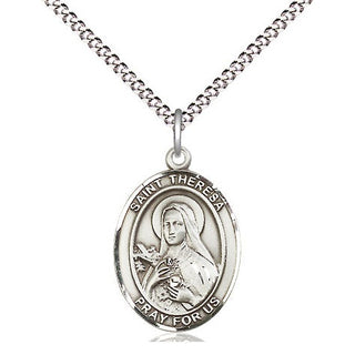 Sterling Silver Saint Theresa Medal Religious Jewelry Engraved Catholic Saint Jewelry