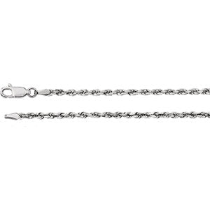 24-inch Diamond Cut Rope Chain with Lobster Clasp - 14K White Gold