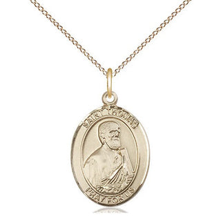 14kt Gold Saint Thomas the Apostle Medal Engraved Catholic Saint Jewelry