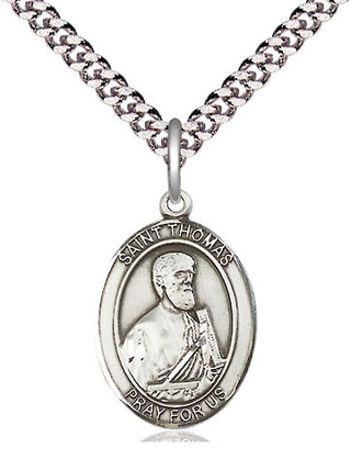 Pewter Saint Thomas the Apostle Medal Religious Jewelry Engraved Catholic Saint Jewelry