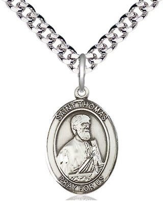 Pewter Saint Thomas the Apostle Medal Religious Jewelry Engraved Catholic Saint Jewelry