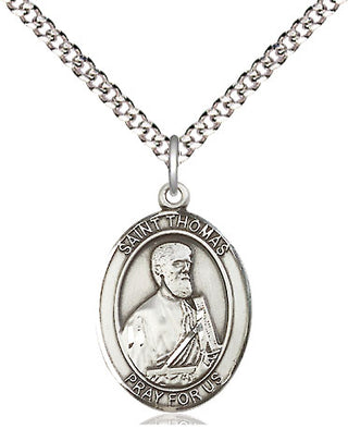 Pewter Saint Thomas the Apostle Medal Religious Jewelry Engraved Catholic Saint Jewelry
