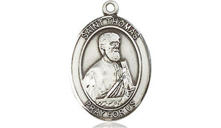 Pewter Saint Thomas the Apostle Medal Engraved Catholic Saint Jewelry