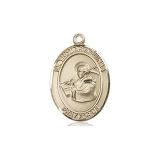 14kt Gold Saint Thomas Aquinas Medal Engraved Catholic Saint Jewelry