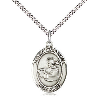 Pewter Saint Thomas Aquinas Medal Religious Jewelry Engraved Catholic Saint Jewelry