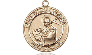 14kt Gold Filled Saint Thomas Aquinas Medal Engraved Catholic Saint Jewelry