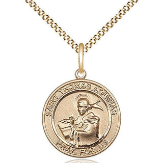 14kt Gold Filled Saint Thomas Aquinas Medal Religious Jewelry Engraved Catholic Saint Jewelry