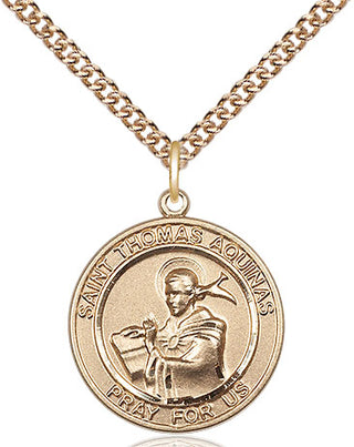 14kt Gold Filled Saint Thomas Aquinas Medal Religious Jewelry Engraved Catholic Saint Jewelry