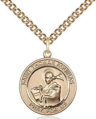 14kt Gold Filled Saint Thomas Aquinas Medal Religious Jewelry Engraved Catholic Saint Jewelry