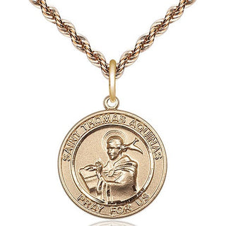 14kt Gold Filled Saint Thomas Aquinas Medal Religious Jewelry Engraved Catholic Saint Jewelry