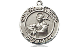 Pewter Saint Thomas Aquinas Medal Engraved Catholic Saint Jewelry