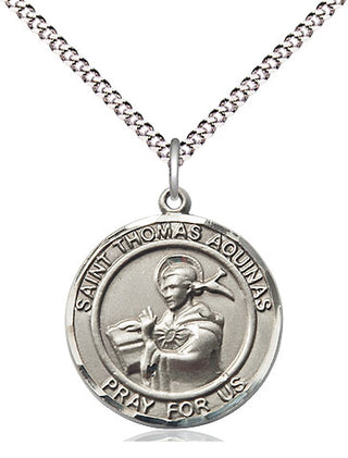 Sterling Silver Saint Thomas Aquinas Medal Religious Jewelry Engraved Catholic Saint Jewelry