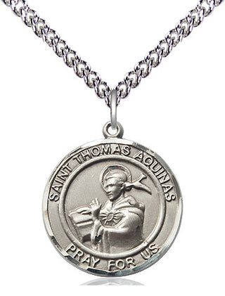Sterling Silver Saint Thomas Aquinas Medal Religious Jewelry Engraved Catholic Saint Jewelry