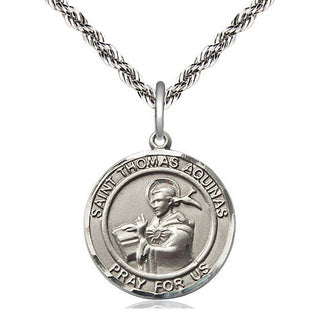 Sterling Silver Saint Thomas Aquinas Medal Religious Jewelry Engraved Catholic Saint Jewelry
