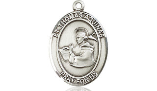Sterling Silver Saint Thomas Aquinas Medal Religious Jewelry Engraved Catholic Saint Jewelry