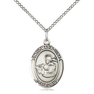 Sterling Silver Saint Thomas Aquinas Medal Religious Jewelry Engraved Catholic Saint Jewelry