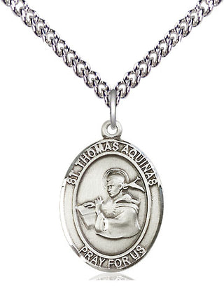 Sterling Silver Saint Thomas Aquinas Medal Religious Jewelry Engraved Catholic Saint Jewelry