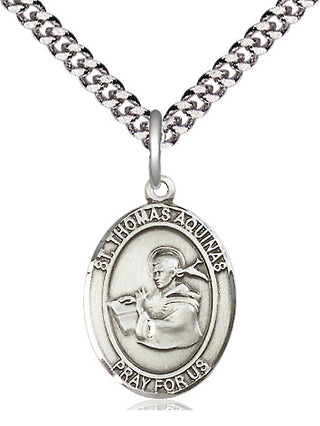 Sterling Silver Saint Thomas Aquinas Medal Religious Jewelry Engraved Catholic Saint Jewelry