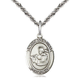 Sterling Silver Saint Thomas Aquinas Medal Religious Jewelry Engraved Catholic Saint Jewelry