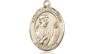 14kt Gold Filled Saint Thomas More Medal Engraved Catholic Saint Jewelry