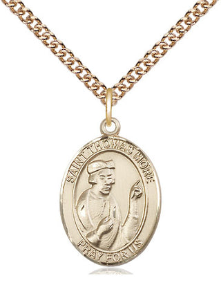 14kt Gold Filled Saint Thomas More Medal Religious Jewelry Engraved Catholic Saint Jewelry