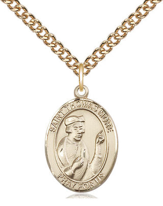 14kt Gold Filled Saint Thomas More Medal Religious Jewelry Engraved Catholic Saint Jewelry