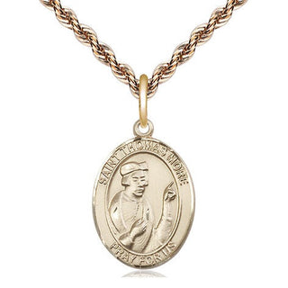 14kt Gold Filled Saint Thomas More Medal Religious Jewelry Engraved Catholic Saint Jewelry