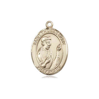 14kt Gold Saint Thomas More Medal Engraved Catholic Saint Jewelry