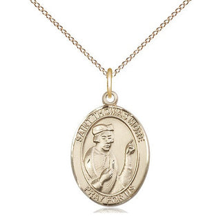 14kt Gold Saint Thomas More Medal Engraved Catholic Saint Jewelry