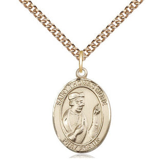14kt Gold Saint Thomas More Medal Engraved Catholic Saint Jewelry