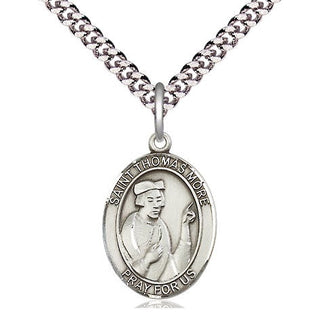 Pewter Saint Thomas More Medal Religious Jewelry Engraved Catholic Saint Jewelry