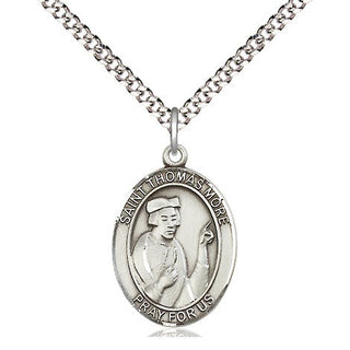 Pewter Saint Thomas More Medal Religious Jewelry Engraved Catholic Saint Jewelry