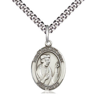 Pewter Saint Thomas More Medal Religious Jewelry Engraved Catholic Saint Jewelry